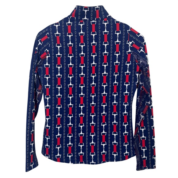 IBKUL Womens XS Navy Blue Red Equestrian 1/4 Zip Sun Shirt Golf UPF50+ - Picture 6 of 7